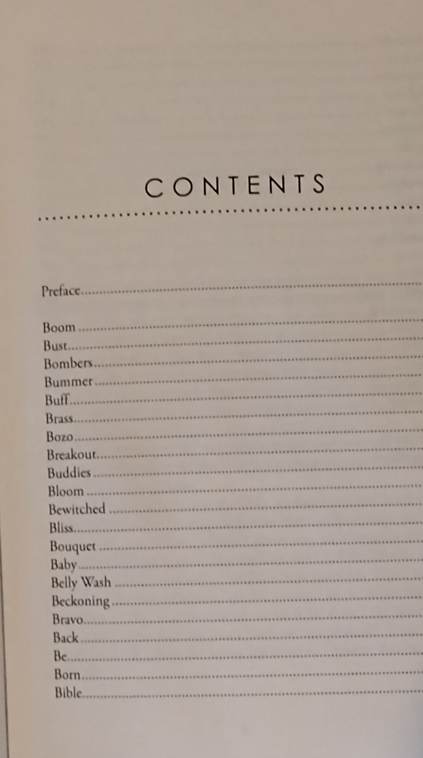 table contents